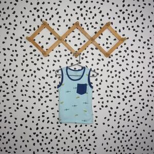 Carter’s Blue Pizza Shark Print Toddler Pocket Tank Top